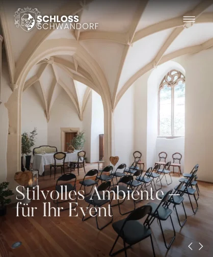 Detailansicht der Website von Schloss Schwandorf